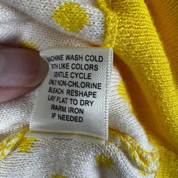 Pina Rossi Yellow White Polka Dots Button Down Cardigan Sweater Women’s XL - Picture 6 of 9
